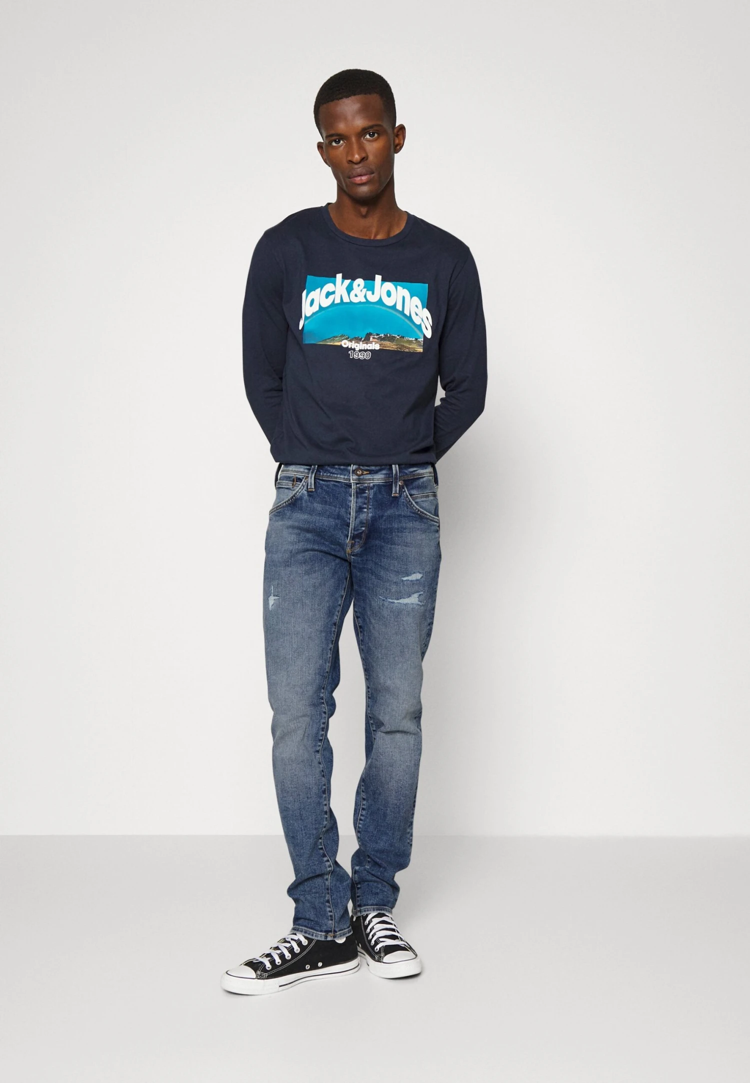 Jack & Jones Jjiglenn Jjfox- Straight Leg Jeans - Blue Denim 2 Jack & Jones Jjiglenn Jjfox- Straight Leg Jeans - Blue Denim - Image 2