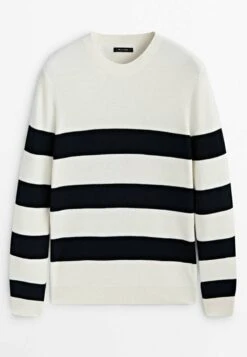 Massimo Dutti Striped Crew Neck - Jumper - Beige -Indicode Men Wear Shop 0e383c1e8d254a0f975da97cee2118e9