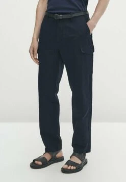 Massimo Dutti Cargo Trousers - Mottled Blue