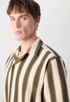 Lindbergh BOLD STRIPED RESORT SHIRT - Shirt - Dark Khaki -Indicode Men Wear Shop 1778555cce3d49b5be9c172917716f9b