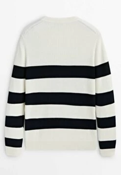Massimo Dutti Striped Crew Neck - Jumper - Beige -Indicode Men Wear Shop 19ba5294f9b540d38a29da05ff070ece