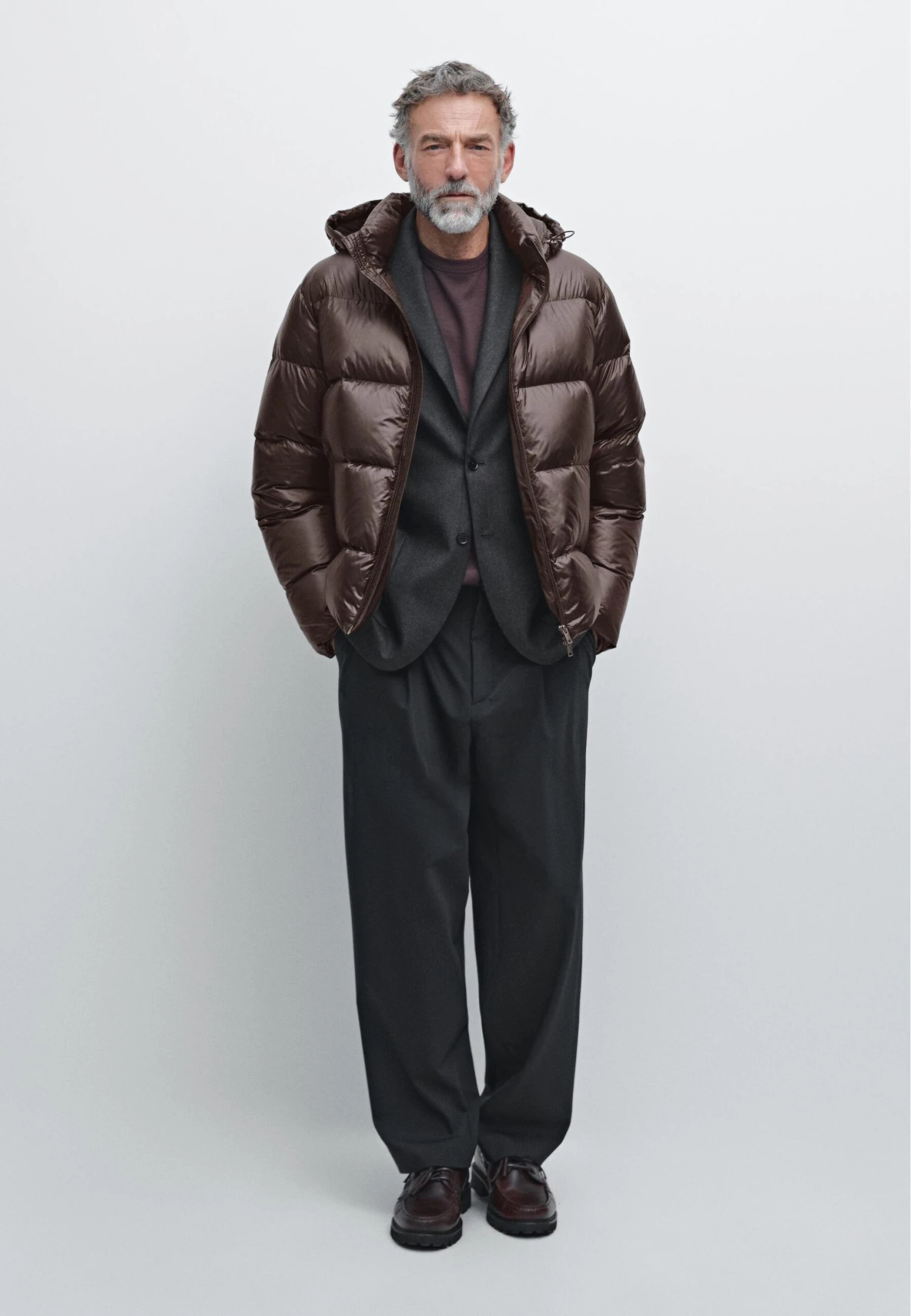 Massimo Dutti WATER-REPELLENT SATIN PUFFER - Down Coat - Dark Brown 2 Massimo Dutti WATER-REPELLENT SATIN PUFFER - Down Coat - Dark Brown - Image 2