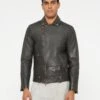 AllSaints EXCLUSIVE MILO BIKER - Leather Jacket - Vintage Black