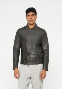 AllSaints EXCLUSIVE MILO BIKER - Leather Jacket - Vintage Black