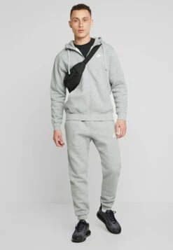 Nike Sportswear Club Hoodie - Zip-Up Sweatshirt - Dark Grey Heather/Matte Silver/White -Indicode Men Wear Shop 276b8d8f22474b6683d59c5e7be084a5