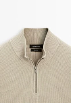 Massimo Dutti MOCK NECK WITH ZIP - Jumper - Beige -Indicode Men Wear Shop 27e4931de29849c4a59b421cfb7024e6