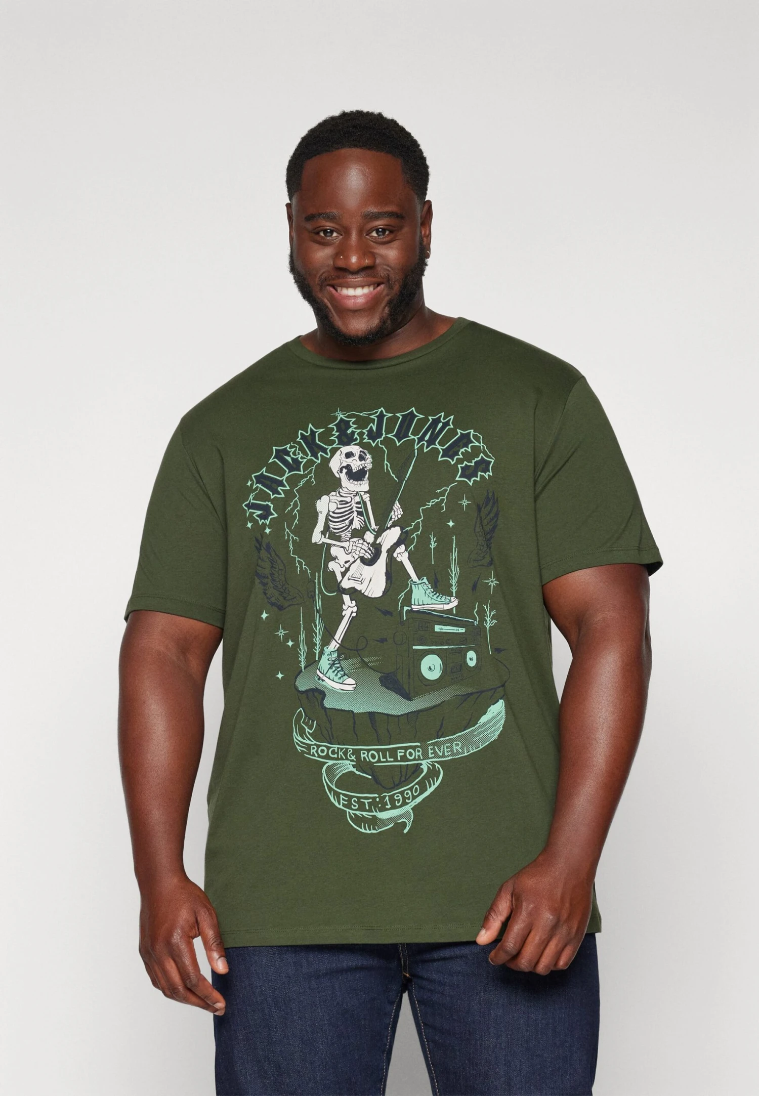 Jack & Jones JJSKULL ROCK TEE CREW NECK 4 PACK - Print T-shirt - Kombu Green/white/black/goblin Blue 2 Jack & Jones JJSKULL ROCK TEE CREW NECK 4 PACK - Print T-shirt - Kombu Green/white/black/goblin Blue - Image 2