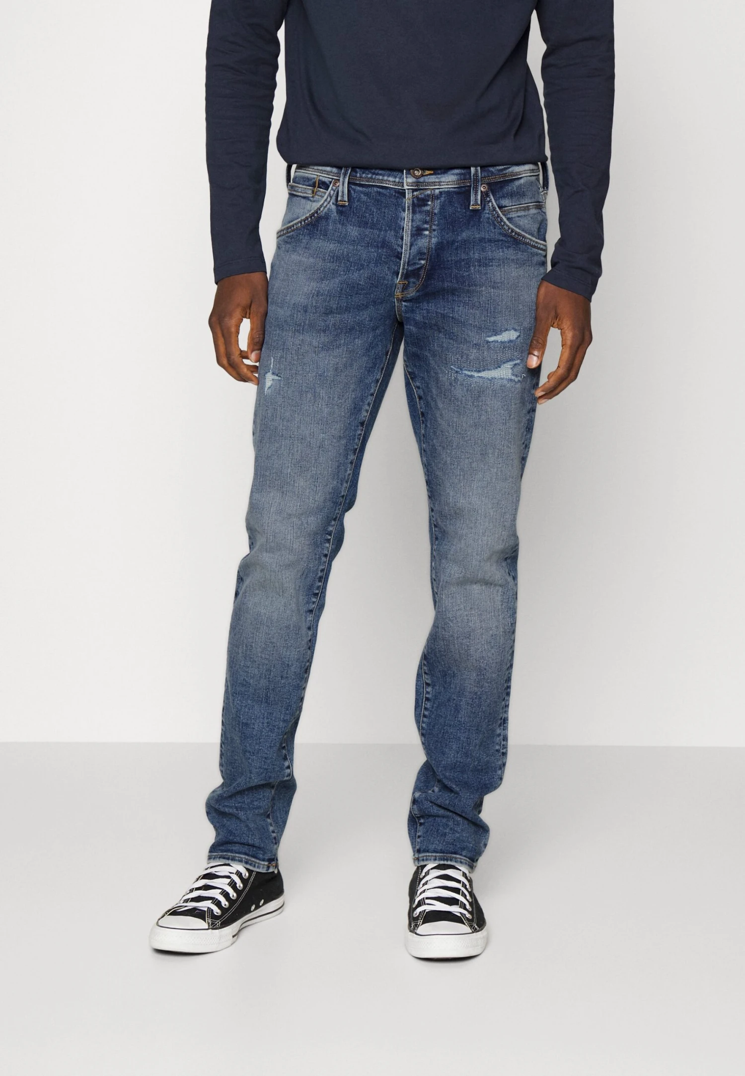 Jack & Jones Jjiglenn Jjfox- Straight Leg Jeans - Blue Denim 1 Jack & Jones Jjiglenn Jjfox- Straight Leg Jeans - Blue Denim