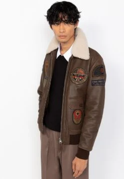 Schott AVIATOR - Bomber Jacket - Brown -Indicode Men Wear Shop 3d19b31132c84c2bb8a8aafd406d926b