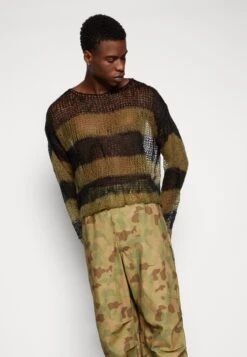 Jaded London Nirvana Striped Loose Jumper - Jumper - Green/Black -Indicode Men Wear Shop 3e132b79a56545dcbe9288fb85a364e0