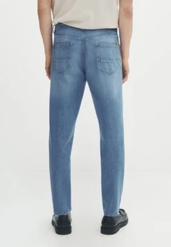 Massimo Dutti Tapered Fit Mid Bleach- Slim Fit Jeans - Blue -Indicode Men Wear Shop 3eabd72c2d3042b4ad07a7bc2773cb3d