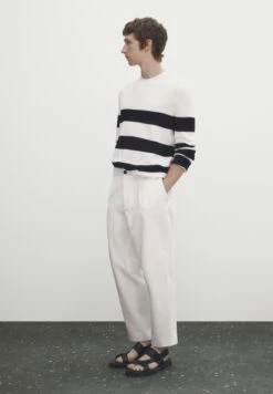 Massimo Dutti Striped Crew Neck - Jumper - Beige -Indicode Men Wear Shop 4b1b5a5fb3a44f15907d980778e50ee4