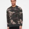 Lyle & Scott BRUSHED CAMOUFLAGE CREW NECK - Jumper - Black Steel