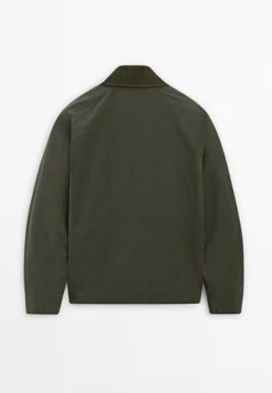 Massimo Dutti CONTRAST COLLAR WITH BUTTONS - Light Jacket - Mottled Dark Green -Indicode Men Wear Shop 4f9a02d385db472592acf7e487c8519f