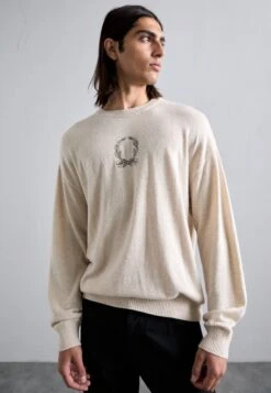 MOSCHINO LAUREL CROWN LOGO - Jumper - Beige -Indicode Men Wear Shop 5301f444ee5b40468a2120dec385cc0d