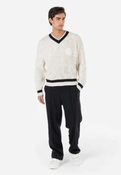 Pegador OAKLAKE - Jumper - Warm White/black -Indicode Men Wear Shop 5a17cee120394f92953e09cf5c91594f