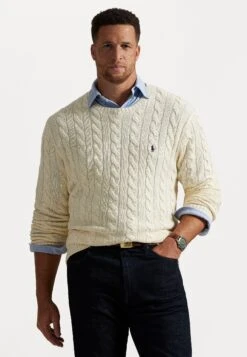CABLE KNIT COTTON JUMPER - Jumper - Andover Cream