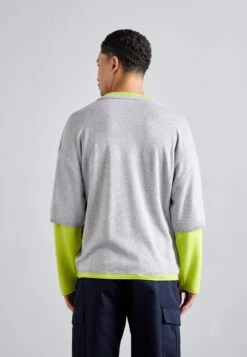 DOUBLE LAYER - Jumper - Heather Grey/acid Green -Indicode Men Wear Shop 6627d402db764c3e9379b95e4c856c02