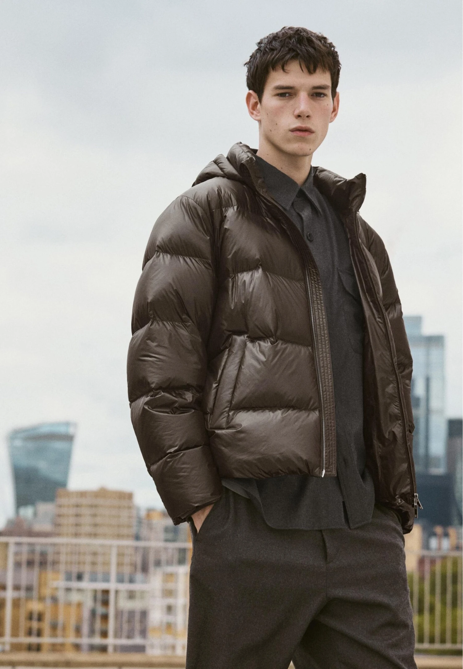 Massimo Dutti WATER-REPELLENT SATIN PUFFER - Down Coat - Dark Brown 7 Massimo Dutti WATER-REPELLENT SATIN PUFFER - Down Coat - Dark Brown - Image 7