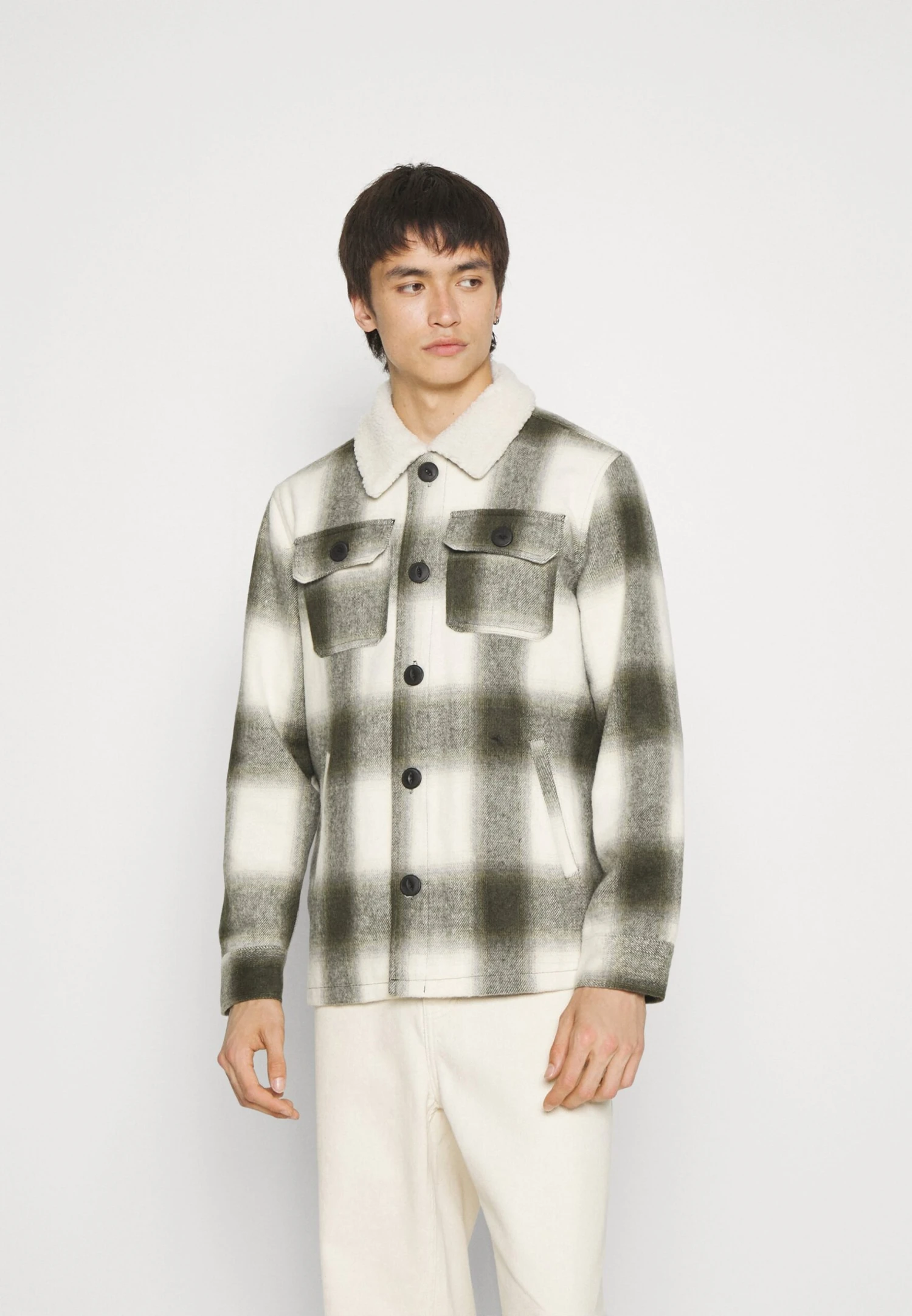 BRAVE SOUL Summer Jacket - Green/Beige 1 BRAVE SOUL Summer Jacket - Green/Beige