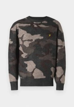 Lyle & Scott BRUSHED CAMOUFLAGE CREW NECK - Jumper - Black Steel -Indicode Men Wear Shop 6d2613b6369440089e82a19f4acd4dff
