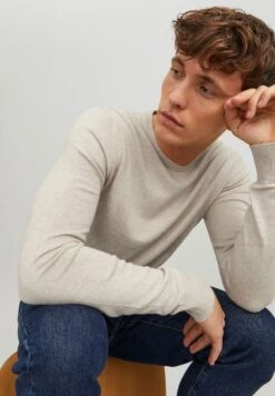 Jack & Jones JJEEMIL CREW NECK - Jumper - Off-white -Indicode Men Wear Shop 7104eee3fd9846799e01b34038730e58
