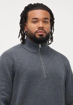 Jack & Jones JORNORREBRO HALF ZIP - Jumper - Dark Grey Melange -Indicode Men Wear Shop 73cdf71bd6bc43a0ab9595b800a2ca83