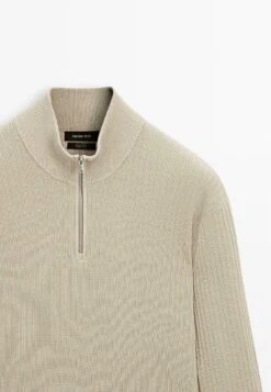 Massimo Dutti MOCK NECK WITH ZIP - Jumper - Beige -Indicode Men Wear Shop 7487ebef53b84e38abd6d218a0831b35