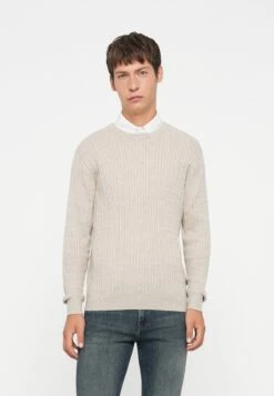 Jack & Jones JJEEMIL CABLE CREW NECK - Jumper - Oatmeal