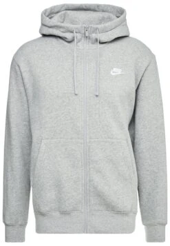 Nike Sportswear Club Hoodie - Zip-Up Sweatshirt - Dark Grey Heather/Matte Silver/White -Indicode Men Wear Shop 7e16a3301816443697782c880261b54f