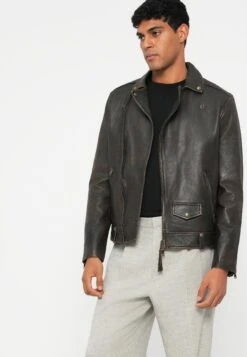 AllSaints EXCLUSIVE MILO BIKER - Leather Jacket - Vintage Black -Indicode Men Wear Shop 7f0fb6c6302f4928bfb3d135f2e68491