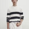 Massimo Dutti Striped Crew Neck - Jumper - Beige