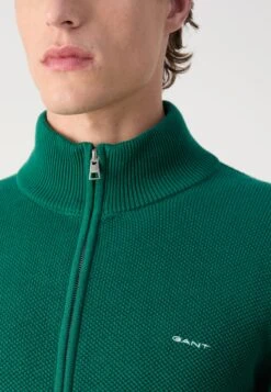Gant COTTON ZIP CARDIGAN - Cardigan - Deep Forest Green -Indicode Men Wear Shop 8673855e8ccb4219987ffb89e87d8131