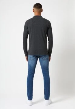 French Connection Long Sleeve- Polo Shirt - Charcoal Mel Black -Indicode Men Wear Shop 8c922cd71c0d4a9fbaf3a58253f67fa7