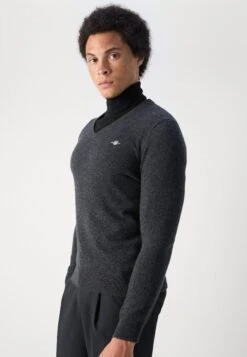 Gant V NECK - Jumper - Dark Charcoal Melange -Indicode Men Wear Shop 994258927c824a3f92975d647a79efe7