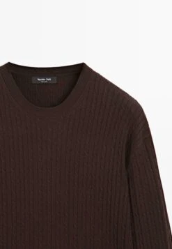 Massimo Dutti CABLE-KNIT CREW NECK - Jumper - Bordeaux -Indicode Men Wear Shop 995c03c6ff504863a97547052ac8b276