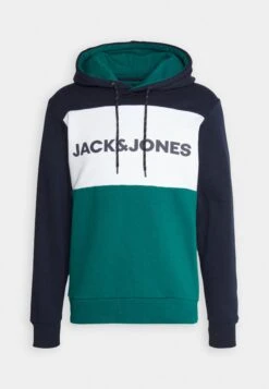 Jack & Jones Jjelogo Blocking Hood - Hoodie - Storm -Indicode Men Wear Shop a2e6af24c3c243b4b60b54416f066db2