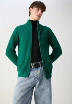 Gant COTTON ZIP CARDIGAN - Cardigan - Deep Forest Green -Indicode Men Wear Shop a749105f7871457ba3be281299116fa7