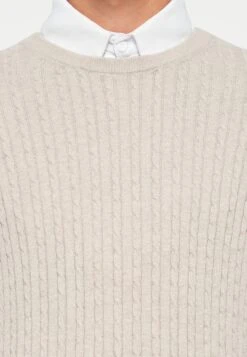 Jack & Jones JJEEMIL CABLE CREW NECK - Jumper - Oatmeal -Indicode Men Wear Shop abac967b56b54ffaa76a396fe1a38ed5
