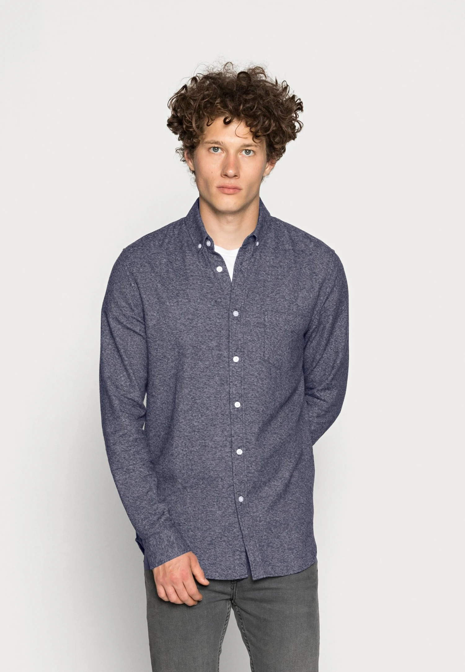 SAMSØE SAMSØE Liam - Shirt - Night Sky Melange 1 SAMSØE SAMSØE Liam - Shirt - Night Sky Melange