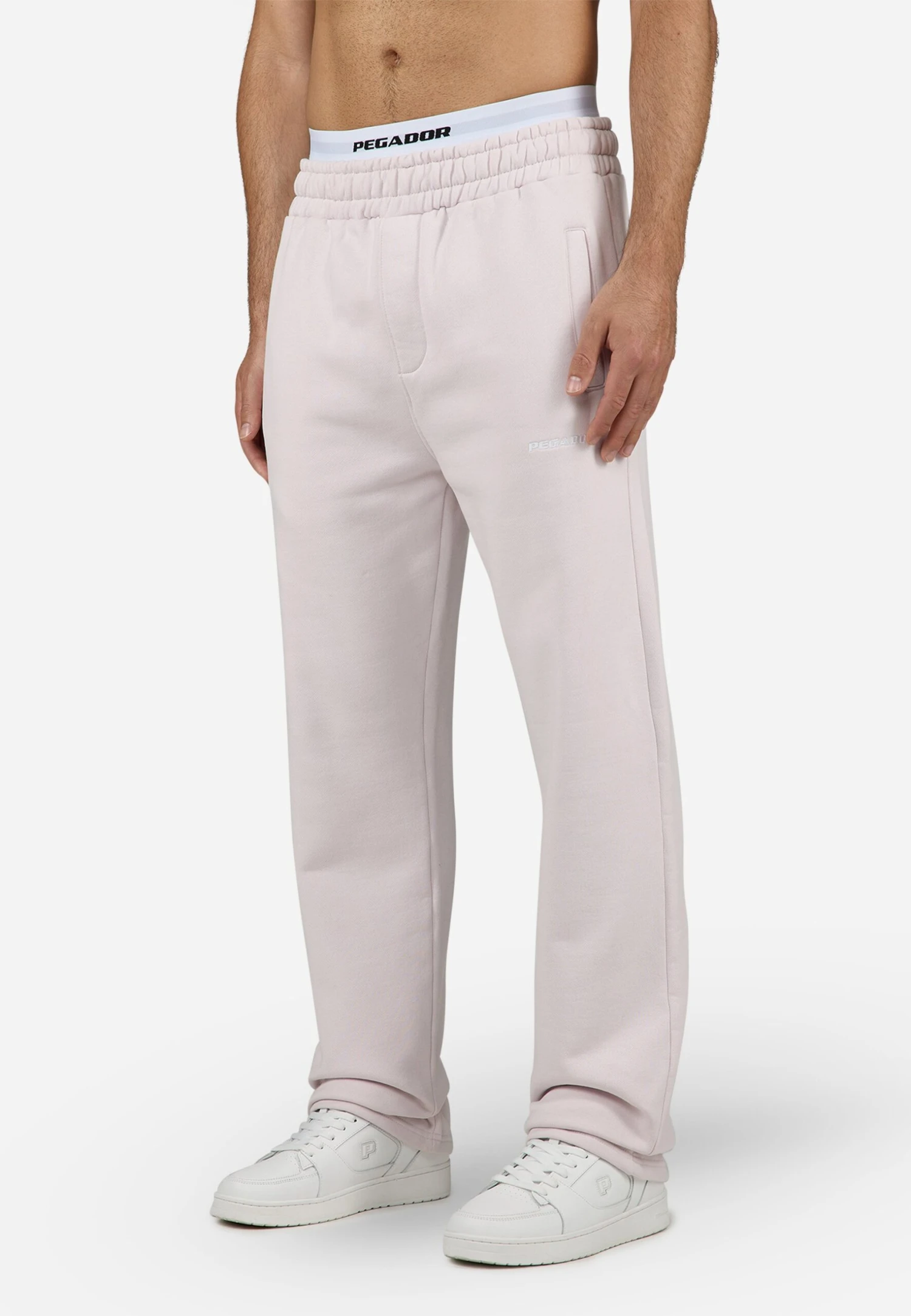 Pegador LOGO WIDE PANTS - Tracksuit Bottoms - Washed Light Lilac/white Gum 1 Pegador LOGO WIDE PANTS - Tracksuit Bottoms - Washed Light Lilac/white Gum