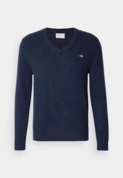 Gant V NECK - Jumper - Dark Charcoal Melange -Indicode Men Wear Shop bd276279200c4bae821fa67d24de2962