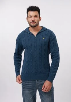 Pier One HALF ZIP - Jumper - Navy