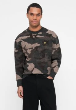 Lyle & Scott BRUSHED CAMOUFLAGE CREW NECK - Jumper - Black Steel -Indicode Men Wear Shop c4ff87c0be3e4ac8bb836f431c150afd