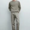 Massimo Dutti CREW NECK MOULINÉ - Jumper - Beige