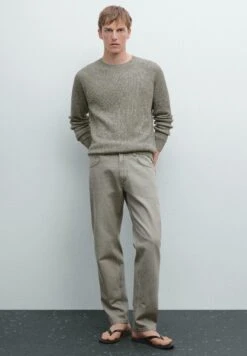 Massimo Dutti CREW NECK MOULINÉ - Jumper - Beige