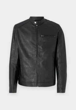 Jack & Jones JJEDYLAN BIKER JACKET - Faux Leather Jacket - Schwarz -Indicode Men Wear Shop d349d2bf1a824adbb58ba4426cf0c179