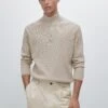 Massimo Dutti MOCK NECK WITH ZIP - Jumper - Beige