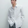 Massimo Dutti REGULAR FIT STRIPED GARMENT - Shirt - White