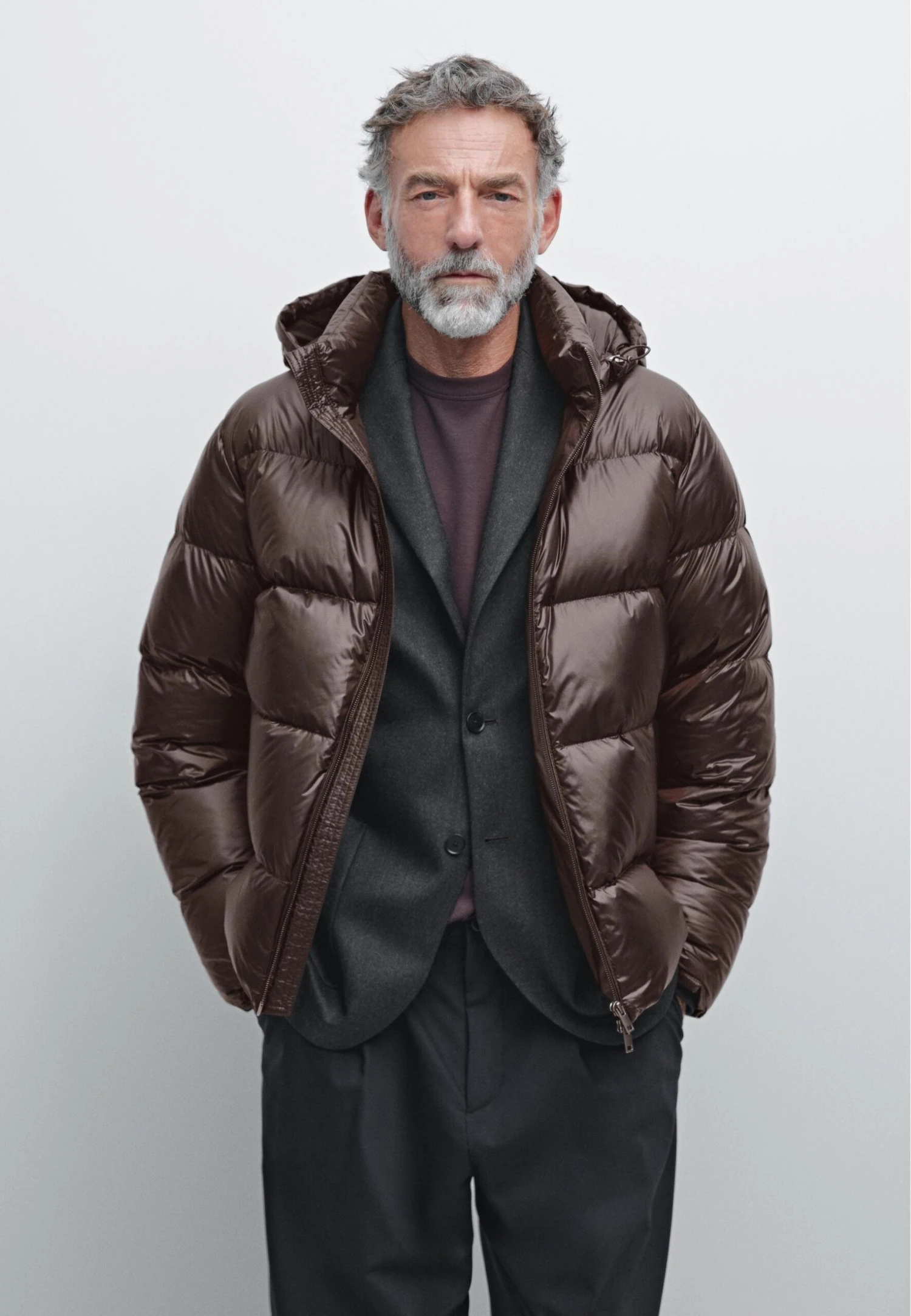 Massimo Dutti WATER-REPELLENT SATIN PUFFER - Down Coat - Dark Brown 1 Massimo Dutti WATER-REPELLENT SATIN PUFFER - Down Coat - Dark Brown